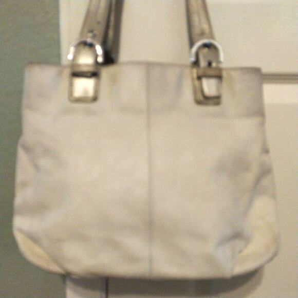 Coach North South Soho Satchel Off White w Gold Metallic Handles Hobo Bag F17216 - Picture 4 of 11